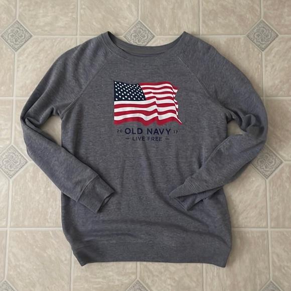 Old Navy Tops - Old Navy American Flag Sweatshirt